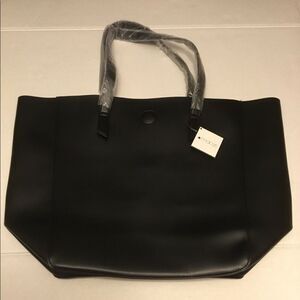 Macy’s Large Shopping Tote Black/Blue Faux Leather